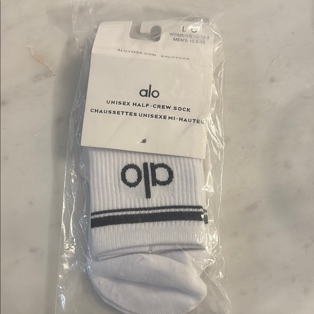 ALO Yoga White Athletic Socks with Black Accents